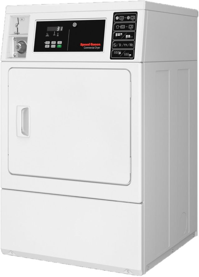 Speed Queen® Commercial 7.0 Cu. Ft. White Coin Drop Front Load Electric Dryer-2