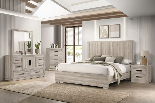 white christmas dresses Maderne Traditional Wood Panel 6 Pieces Queen Bed Set With Dresser, Mi main image 1