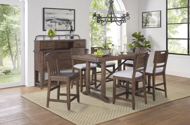 Bernards Danville 7-Piece Brown Counter Height Dining Set-3