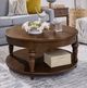 Flexsteel® Bellevue Whiskey Brown Round Coffee Table with Casters-1