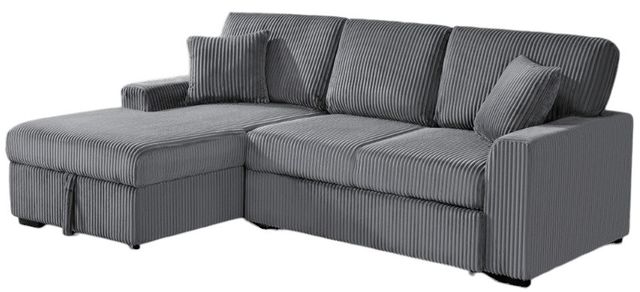 Milton Greens Stars 2-Piece Dark Gray Left Hand Facing Pull Out Bed Sectional and Storage Chaise-2