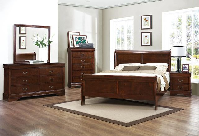 Homelegance® Mayville Brown Cherry California King Sleigh Bed-1