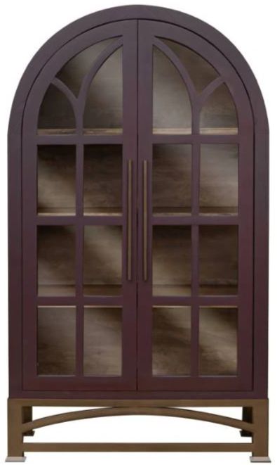 International Furniture Direct Obsidian Chocolate Brown/Plum Cabinet-0