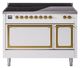 Ilve® Nostalgie II Noblesse 48'' White Pro Style Induction Range with Brass Trim-0