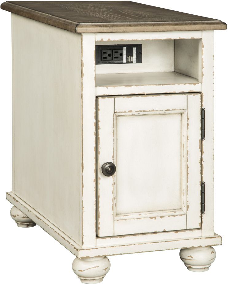 Signature Design by Ashley® Realyn Brown Chairside End Table with Antique White Base