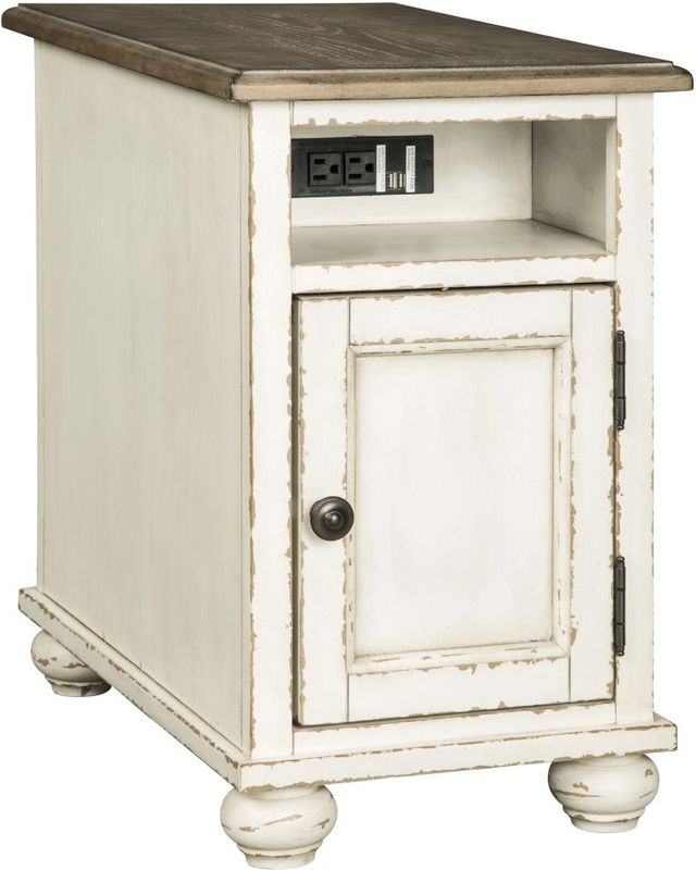 Signature Design by Ashley® Realyn Brown Chairside End Table with Antique White Base-0