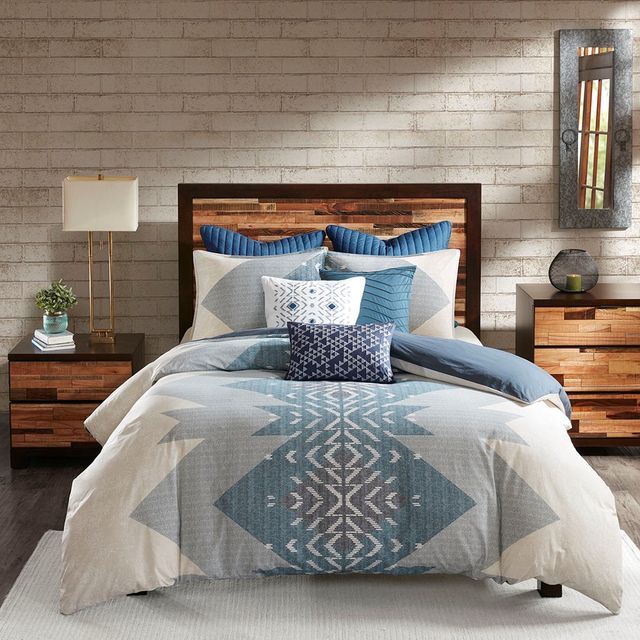 Olliix by INK+IVY 3 Piece Blue King/California King Nova Comforter Mini Set-2