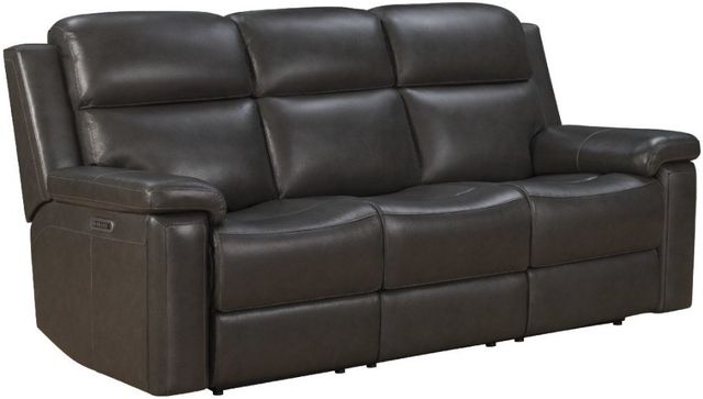 BarcaLounger® Leon Matteo Smokey Gray Leather Power Reclining Sofa-0