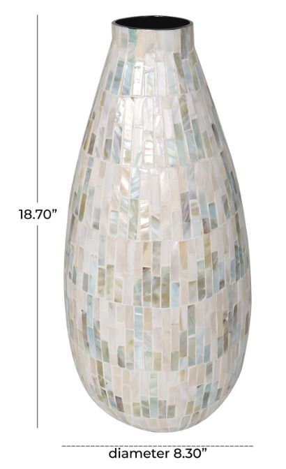 Deco Marche White 19" Mother of Pearl Vase-3