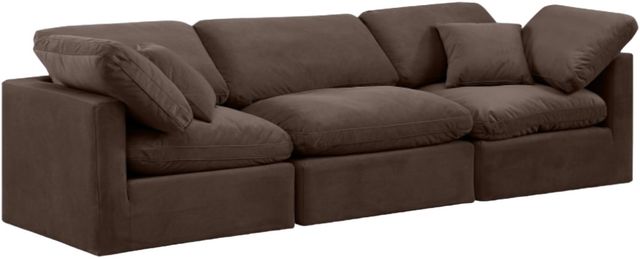 Meridian Furniture Indulge 3-Piece Brown Velvet Sofa-0