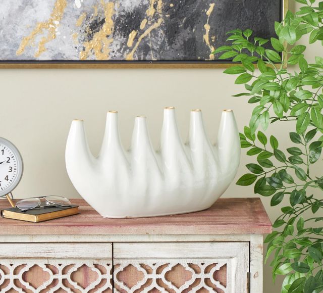 Deco Marche White 18'' Decorative Vase with Multiple Openings-4