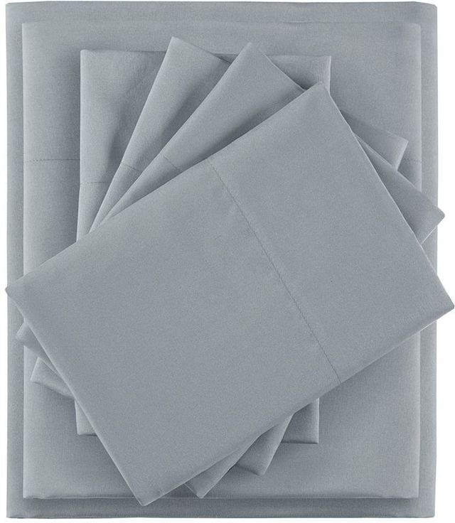 Olliix by Intelligent Design Grey Queen Microfiber Sheet Set with Side Storage Pockets-0