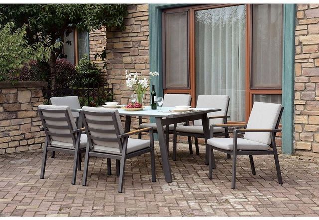 Furniture of America® Alycia Gray Patio Table with Glass Top -3