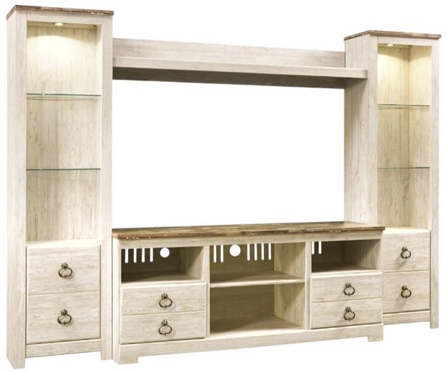 Signature Design by Ashley® Willowton 4-Piece Whitewash Entertainment Center-0