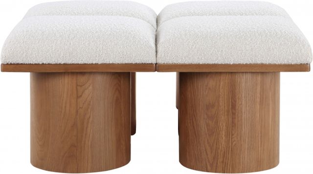 Meridian Furniture Pavilion 4-Piece Cream/Walnut 36" Modular Bench Set-1