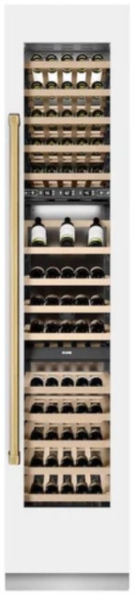 ZLINE Autograph Edition 18" 9.0 Cu. Ft. Triple Zone 68 Bottle Right Hinge Column Wine Cooler in White Matte with Polished Gold Accents-3