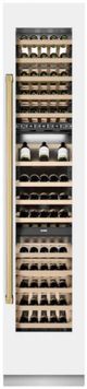 ZLINE Autograph Edition 18" 9.0 Cu. Ft. Triple Zone 68 Bottle Right Hinge Column Wine Cooler in White Matte with Polished Gold Accents-3