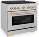 ZLINE Autograph Edition Paramount 36" Satin Stainless Steel Pro Style Dual Fuel Range with Polished Gold Accents-2