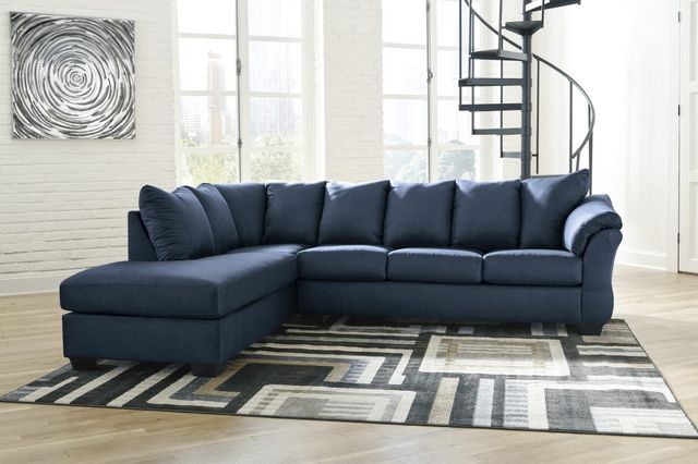 Signature Design by Ashley® Darcy 2-Piece Blue Left-Arm Facing Sofa Sectional and Chaise-3