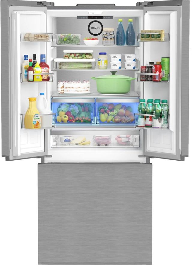 Blomberg® 30 in. 16.1 Cu. Ft. Fingerprint Free Stainless Steel Counter Depth French Door Refrigerator-3