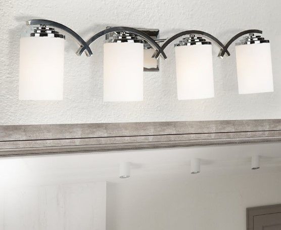 YHD Chrome/White Opal 4-Light Incandescent Bathroom Vanity Lighting-1