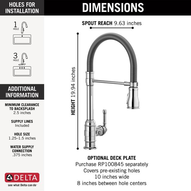 Delta Broderick® Chrome Single Handle Kitchen Faucet with Spring Spout-3