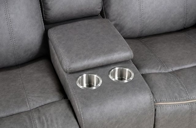 Furniture of America® Agata Warm Gray Glider Recliner Loveseat-3