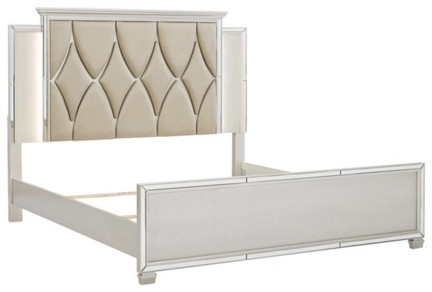 Signature Design by Ashley® Lindenfield 3-Piece Silver California King Upholstered Panel Bed Set-1