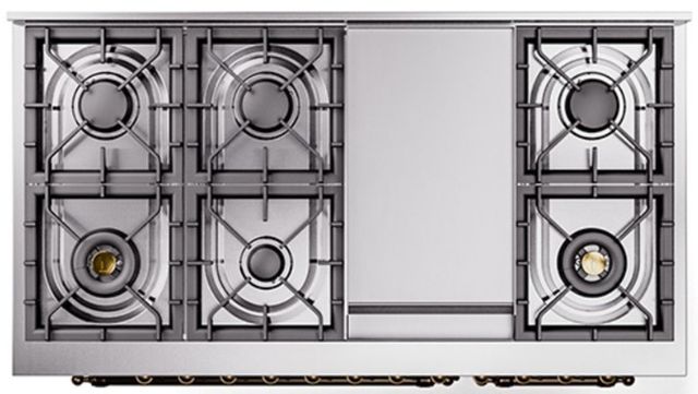 Ilve® Nostalgie II Noblesse 48'' Custom RAL Color Pro Style Dual Fuel Range with Burnished Trim-2