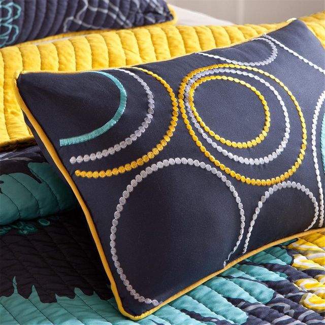 Olliix by Mi Zone Alice Yellow Full/Queen Reversible Coverlet Set-2