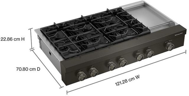 KitchenAid® 48" Black Ore Commercial-Style Gas Rangetop with Griddle-4