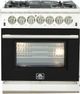 FORNO® Capriasca 30" Stainless Steel Pro Style Dual Fuel Range with Black Door-0