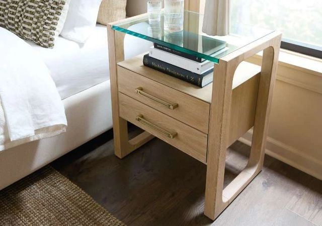 Hooker® Furniture Banyon Bay Glass Top Nightstand with Desert Oak Base-1
