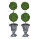 A & B Home 2-Piece Green Faux Double Ball-Shape Topiary with Black Pot Set-0