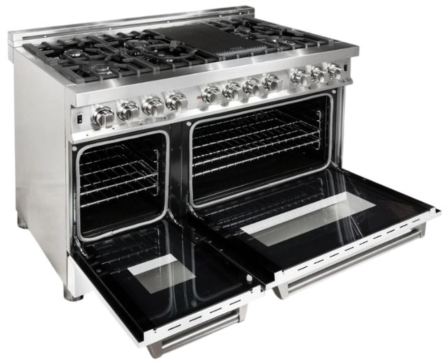 ZLINE 48" Stainless Steel Pro Style Dual Fuel Range with White Matte Door-1