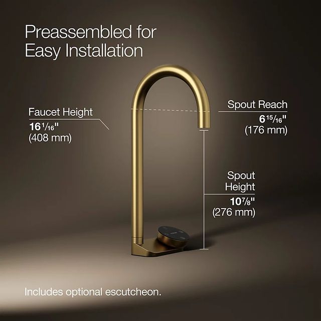 KOHLER® Aquifer® Matte Black 4-in-1 Tall Arc Beverage Faucet-2