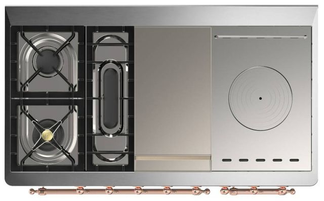 Ilve® Majestic III 48" Stainless Steel Pro Style Dual Fuel Liquid Propane Range with Solid Door and Copper Trim-2