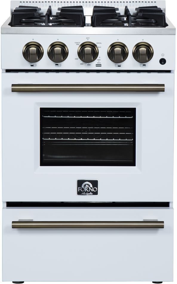 FORNO® Breno Alta Qualita 24" White Freestanding Gas Range-0