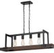 Cal® Lighting & Accessories Antonio 4-Light Black/Wood Chandelier-0