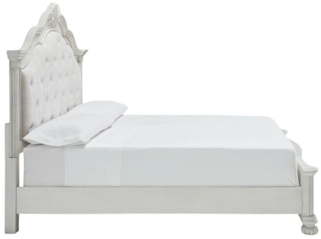 Benchcraft® Montelaine Antique White California King Upholstered Panel Bed-2
