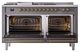 Ilve® Nostalgie II Noblesse 60'' Graphite Matte Pro Style Dual Fuel Range with Brass Trim-1