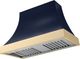La Cornue CornuFé Cascade 44" Goodwood Blue Wall Mounted Range Hood with Polished Brass Trim-0