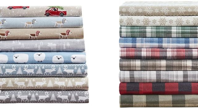 Olliix by Woolrich Green Plaid Queen Flannel Cotton Sheet Set-2