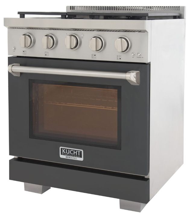 Kucht Professional KFX Series 30" Stainless Steel Pro Style Natural Gas Range with Cement Gray Door and True Simmer Burners-1