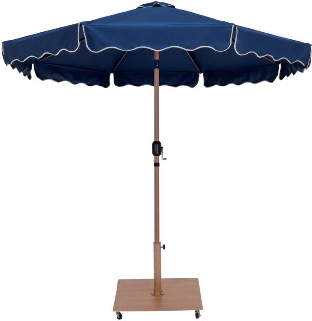 Meridian Furniture Amalfi Navy/Teak Aluminum Outdoor Patio Umbrella and Base-0
