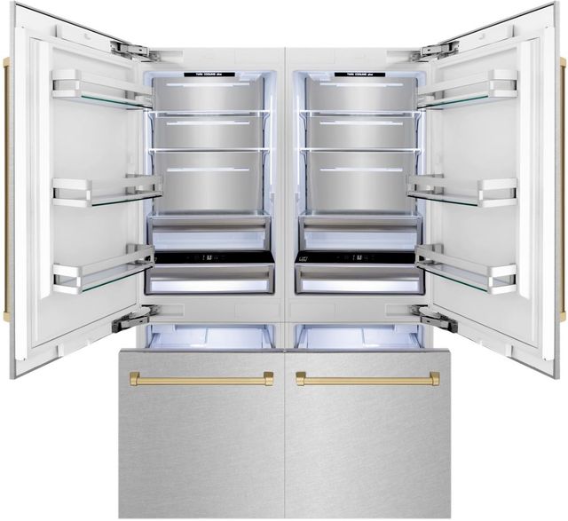ZLINE Autograph Edition 60" 32.2 Cu. Ft. Satin Stainless Steel Built-In French Door Refrigerator-1