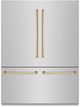 ZLINE Autograph Edition 60 in. 32.2 Cu. Ft. Stainless Steel Built In French Door Refrigerator with Graphite Gray Interior and Polished Gold Accents-0
