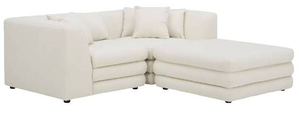 Moe's Home Collection Lowtide Nook 3-Piece Warm White Modular Sectional and Ottoman-0