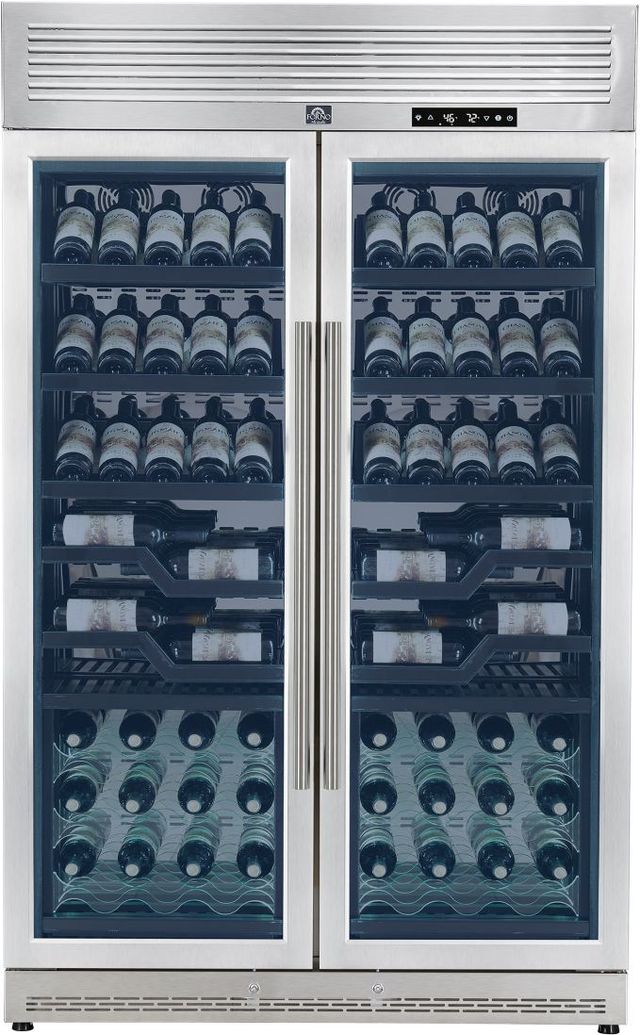 FORNO® Abruzzo Series Alta Qualita 48" 24 Cu. Ft. Stainless Steel Dual Zone Wine Cooler with -4