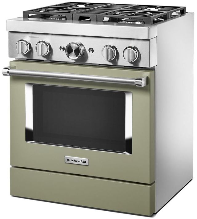 KitchenAid® 30" Avocado Cream Commercial-Style Freestanding Dual Fuel Range-3